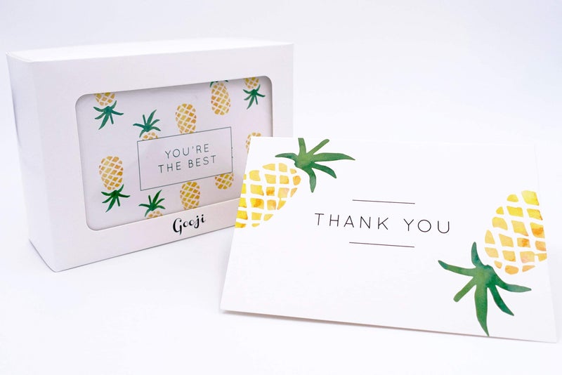 Gooji 4x6 Pineapple Thank You Cards (Bulk 36-Pack) Matching Peel-and-Seal White Envelopes | Assorted Set, Watercolor, Colorful Graphics | Birthday Party, Baby Shower, Weddings, Graduation Blank Notes - Image 3